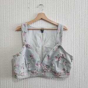Wild Fable Floral Denim Crop Top Vest Women's Plus Size XXL
